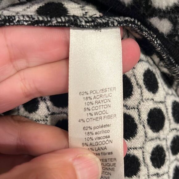 Chicos Black & White Polka Dot Wool Blend Open Front Blazer Medium/8 - Picture 5 of 6